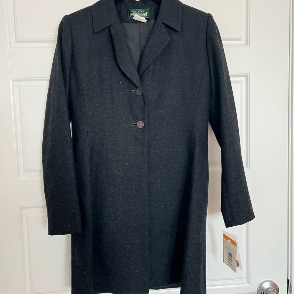 𝅺harve Benard Women’s Dark Gray Wool Coat Size 2P NWT